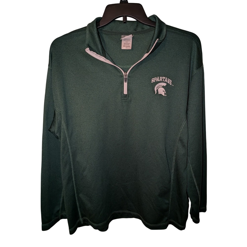 Knights Apparel Michigan State Spartans Mens Large Green Quarter Zip Pullover